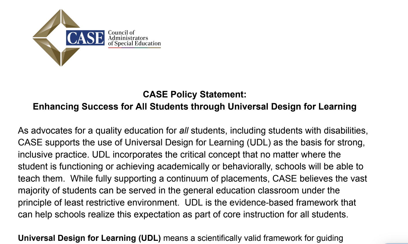 UDL Policy Statement