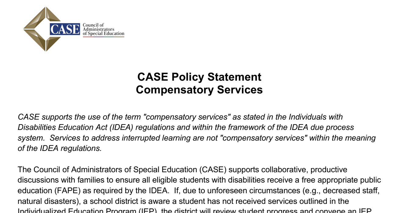 Compensatory Policy Statement
